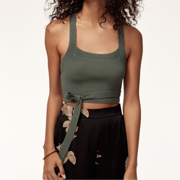 Aritzia Cayenne Knit Crop Top in Sage - Picture 2 of 6